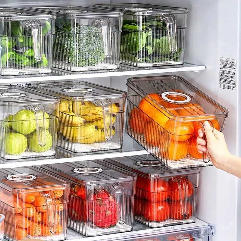 Fridge Container 21*12.5cm fridge Organizer with Handle and cover