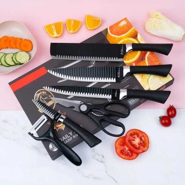 Kitchen Knives Set 6pcs - Forged Stainless Steel Blades for Precision Cooking, Complete with Scissors and Peeler #0238A