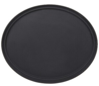 Large Fiberglass Non-Slip Serving Tray with Stainless Steel Ring - Rubber Bottom 40cm, Model 1600FBS