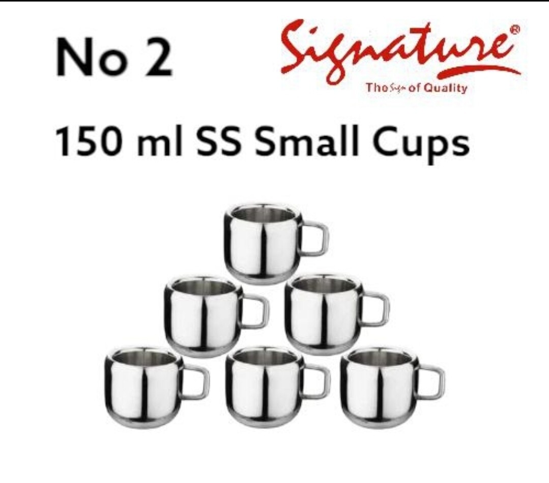 Signature stainless steel small cups 150ml 6pcs set
