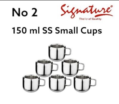 Signature stainless steel small cups 150ml 6pcs set