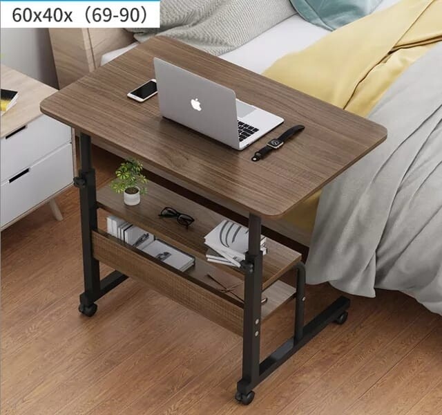 Foldable adjustable computer table with lower storage shelve