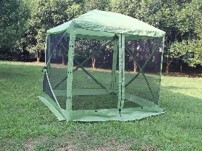 Gazebo Tent Fire Resistant with Fiberglass Poles &amp; Mosquito Netting 10ft x 10ft(Green)
