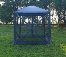 Gazebo Tent Fire Resistant with Fiberglass Poles &amp; Mosquito Netting 10ft x 10ft (Blue)