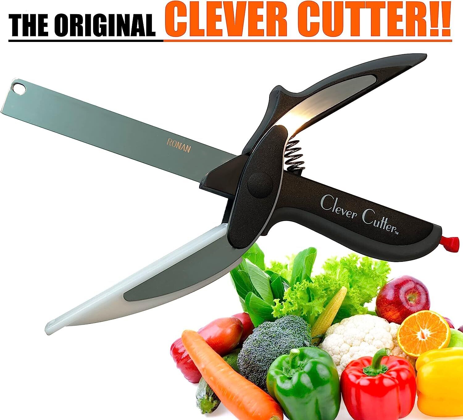 Clever Cutter 2-in-1 Knife &amp; Cutting Board - The Original Quick Solution for Chopping Fruits, Vegetables, Meats, Cheeses, and More in Seconds (CK-14)