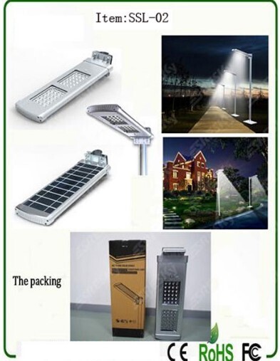 LED Solar integrated street light 2000LUMENS (Equivalent to 200W Normal Bulb)  15W Solar Panel, WITH CLAMP, 3.7V, 26000MAH BTY