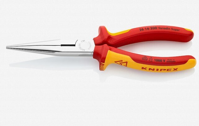 Knipex 2617200 8&quot; Long Nose Pliers with Cutter-1000V Insulated