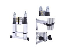 Aluminium telescopic ladder with hinges 5.6m double sided DLT709B 2.8+2.8m