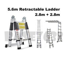 Aluminium telescopic ladder with hinges 5.6m double sided DLT709B 2.8+2.8m