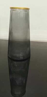 Vase Flower Vase Transparent Glass Vase with gold rim #774
