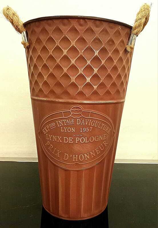 Flower Bucket, outdoor Simple Iron Flower Bucket, garden Flower Bucket, rustic French Country Style Flower Bucket (Small) H25 D15