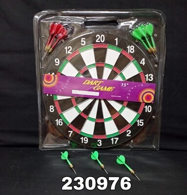 Large 15-Inch Darts Board Model 230976 with 3 Darts
