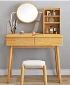 Dressing Table Flip Top Mirror Makeup Dressing Table And Cushioned Stool DM-11