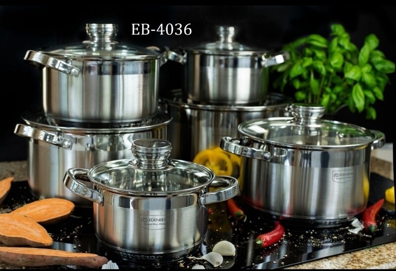 Edenberg 12pcs stainless steel cookware set EB-4036