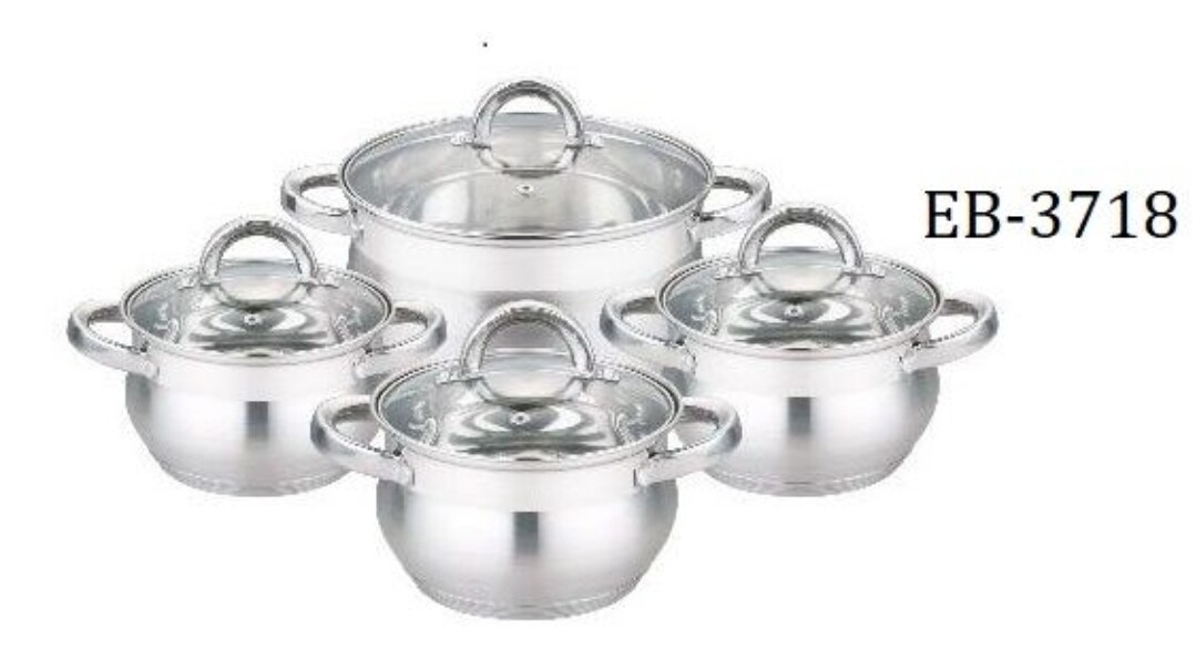 Edenberg 8pcs Stainless Steel cookware set EB-3718 Induction friendly