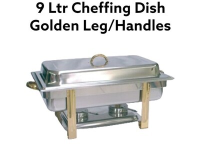 Signature 9L chaffing dish with golden legs. Comes with double compartments