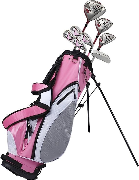 AOKE Ladies Pink Golf Clubs Set - 12 Right-Handed Clubs in Stylish Stand Bag
