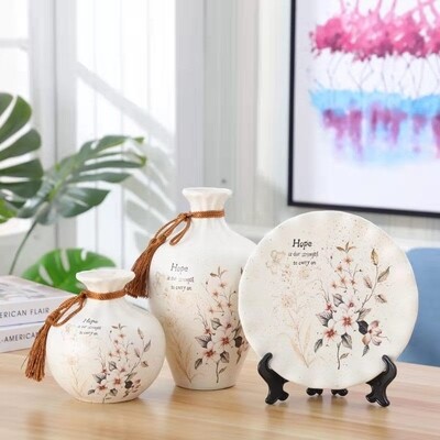 3pc European ceramic flower vase set.