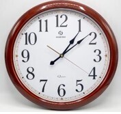 Wall Clock Round 40cm Brown Thick Frame With Quartz Movement 8234