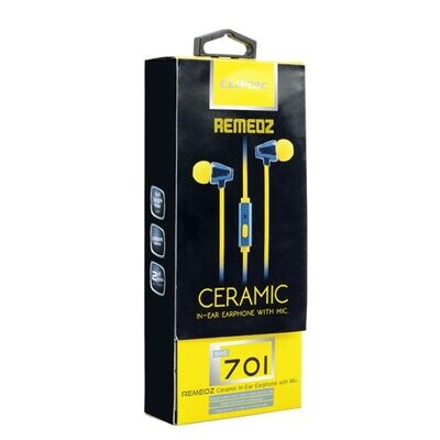 CLiPtec® Remeoz Noise Isolating Ceramic In-Ear Earphone with Microphone & Flat Flex Anti Tangle Cord - Black & Yellow
