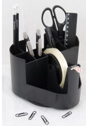 Desk Organizer Rotating 360. (Contains Scissor,Ball Pens,2Pcs Knife,Pencil,2 Rulars,Paper Clip And Tape Dispenser C726