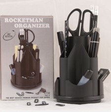 Desk Organizer Rocketman Rotating 360.(Contains :Scissor, Utility Knife,2Pcs Ball Pens,Eraser,Glue,Paper Clip,2Pencils And Ruler C732