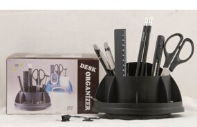 Desk Organizer Rotating 360.(Contains: Scissor,Utility Knife ,2Pcs Ballpen,Paper Clip,Binder Clip, 2Pcs Pencil And Ruler C622