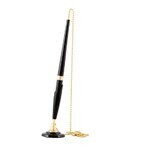 Plastic Penstand with chain / ballpoint pen, 1 set on blister card MODEL P-16