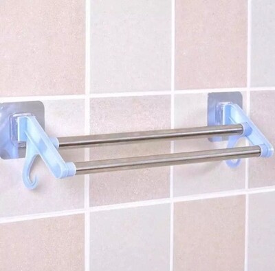 Double towel hanger with 2 hooks