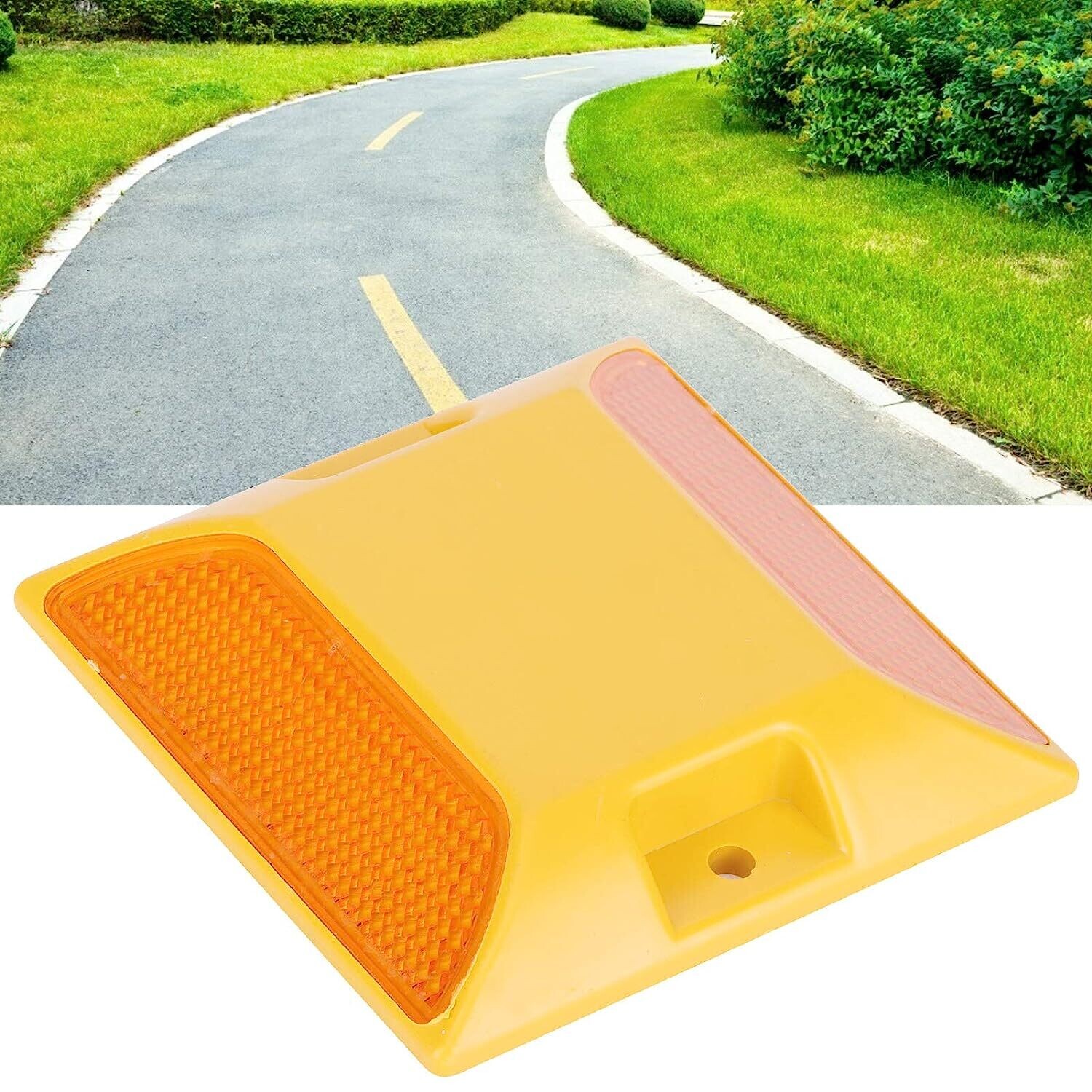 Reflectors Road Stud, Double Yellow Plastic Road Reflectors Street Pavement Driveway Stud Markers. 100 X 100 X 18Mm ROADSTUD