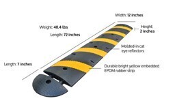 Reflective Rubber speed bump with reflective film with 10 reflective beads 1830x300x50mm RBUMPW10BEAD