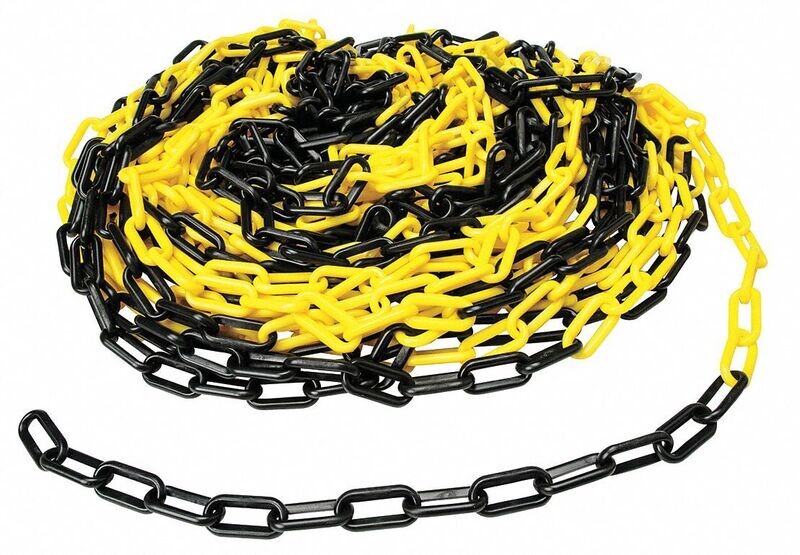 Plastic safety Chain 6Mm 50 M Length Yellow &amp; black KL-P02RW