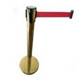 Stanchion Queue Divider Stainless Steel Gold Pole (H-90cm) With Red Strap (L-1.9M) With Base KL-06-GDRD