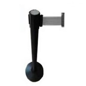 Stanchion Queue Divider Stainless Steel Black Pole (H-90cm) with White Strap (L-1.9M) with Base (Model KL-06-BKWE)