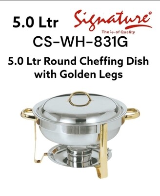 Signature 5.0 Ltr Round Cheffing Dish with Golden Legs
Single Compartment
CS-WH-831G 