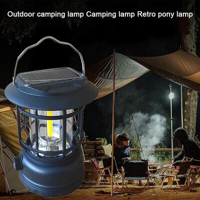 Solar Led Camping Lantern, Bright Portable Survival Lanterns, multifunctional Retro Camp Lamp - Large GB-23