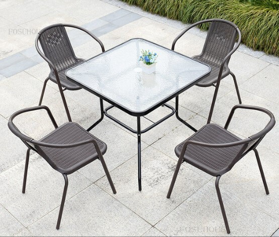 Nordic Garden Furniture Set Outdoor Garden Tables and Rattan Chairs Modern Casual Waterproof Foldable Chair Patio Furniture Outdoor Set 5 pcs YJ-A Nordic Garden Furniture Set Outdoor Garden Tables and Rattan Chairs Modern Casual Waterproof Foldable Chair Patio Furniture Outdoor Set 5 pcs YJ-A