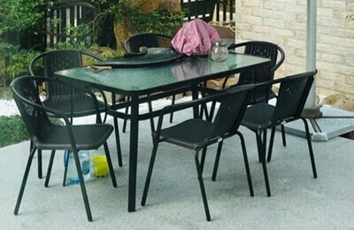 Nordic Garden Furniture Set Outdoor Garden Tables and Chairs Modern Casual Waterproof Foldable Chair Patio Furniture Outdoor Set 7 Seater YJ-C