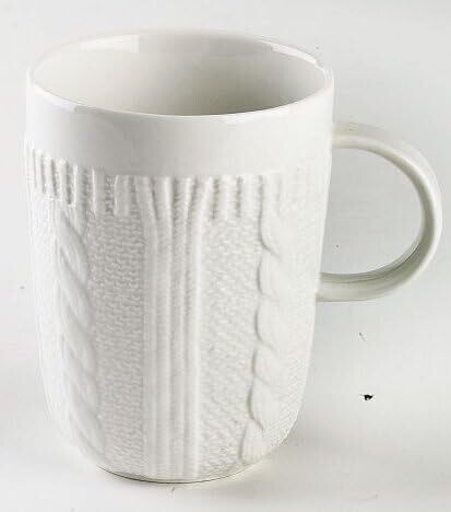 Porcelain Coffee Mugs White in Chic Knitted Look for office and home Tea cups 1pc White mug #DHRUMAX230208