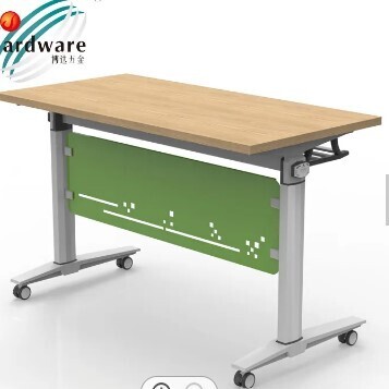 Foldable ​Desk With Wheels &amp; steel legs. Nestable, Dark Wood