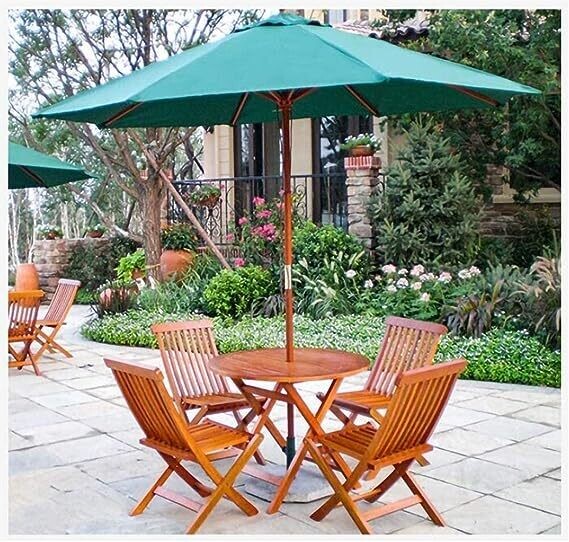 Outdoor Patio Umbrellas Garden Umbrella Parasol - 2.7m Wooden, 6 Seater Set - Available in Green, Beige, Red, blue
