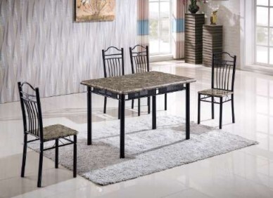 Simple design glass dining table and chair set kitchen furniture with 4 chair set 5pcs dining table set A104