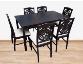 Rubber Wood Wood 6 Seater Dining Table Set with 6 Chair for Home &amp; Office Furniture 7pcs dining table set DT857 / DC2335