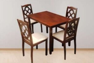 Bramley Solid Rubberwood 5pc Dining Set - Coco Brown Finished Wood Dining Set DS238-4