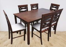 Barwick Solid Rubberwood 7pc Dining Set - Cappuccino Finished Wood Dining Set DT857/DC2329