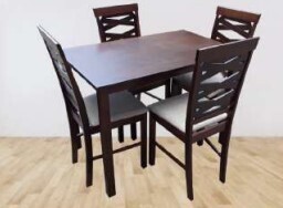 Baildon Solid Rubberwood 5pc Dining Set - Cappuccino Finished Wood Dining Set DT857/DC2329