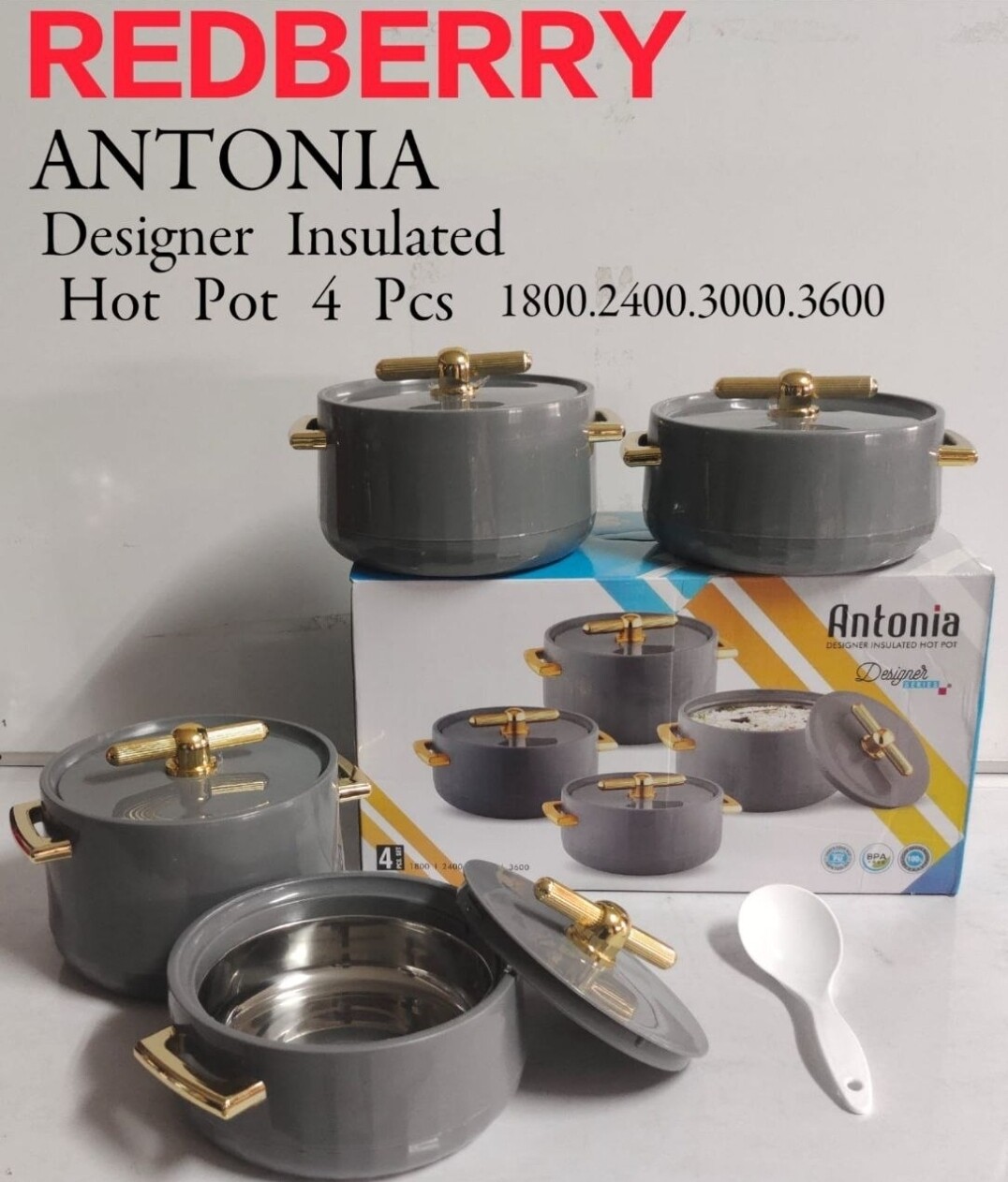 Redberry premium range plastic designer hot pots ANTONIA
SIZE 1800/2400/3000/3600ml