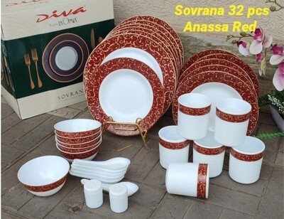Sovrana Opalware 32pcs Dinner Set - Anassa Red