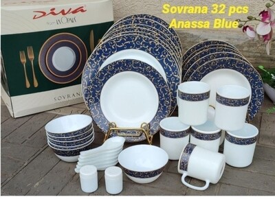 Sovrana opalware 32pcs dinner set- Anassa Blue