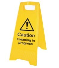 Caution Yellow sign wet floor cleaning in progress sign